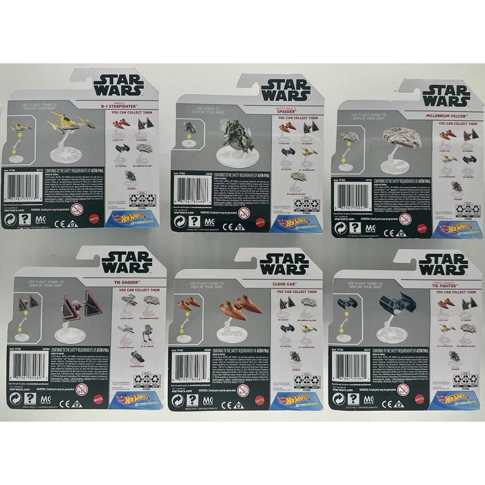 Hot Wheels Star Wars Starships FYT65 6 of 6 Ships Falcon TIE Naboo Cloud NIB